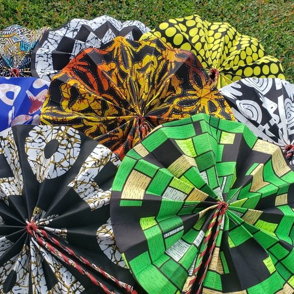 Colorful African Patterned Hand Fans - Picture 5 of 5